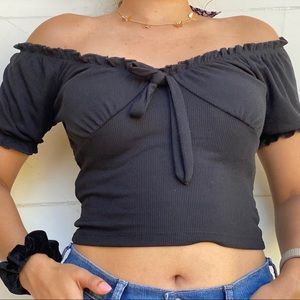 Black Peplum Off the Shoulder Top